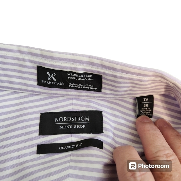 Nordstrom Men's Striped button down collar Dress Shirt, - Picture 5 of 8